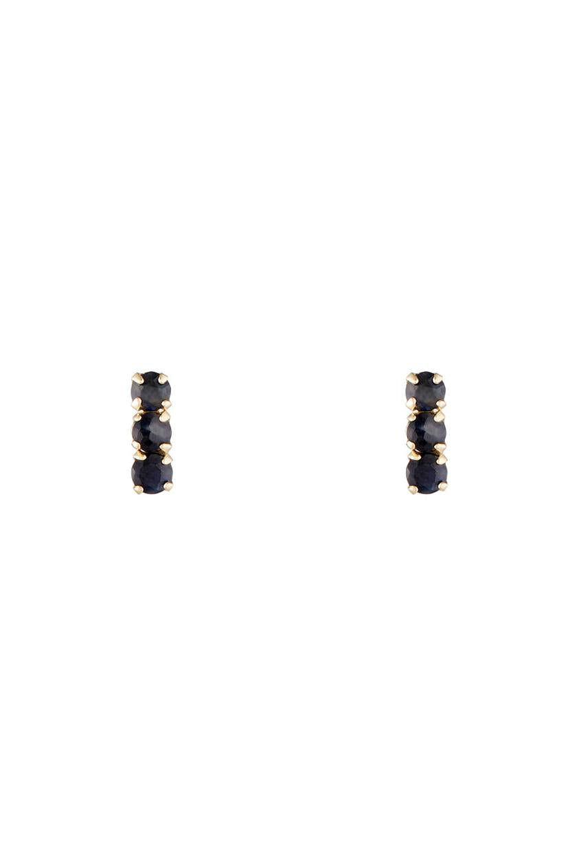 375/1000 Yellow Gold “Trio De Puces Sapphire 0.24Ct/6” Earrings