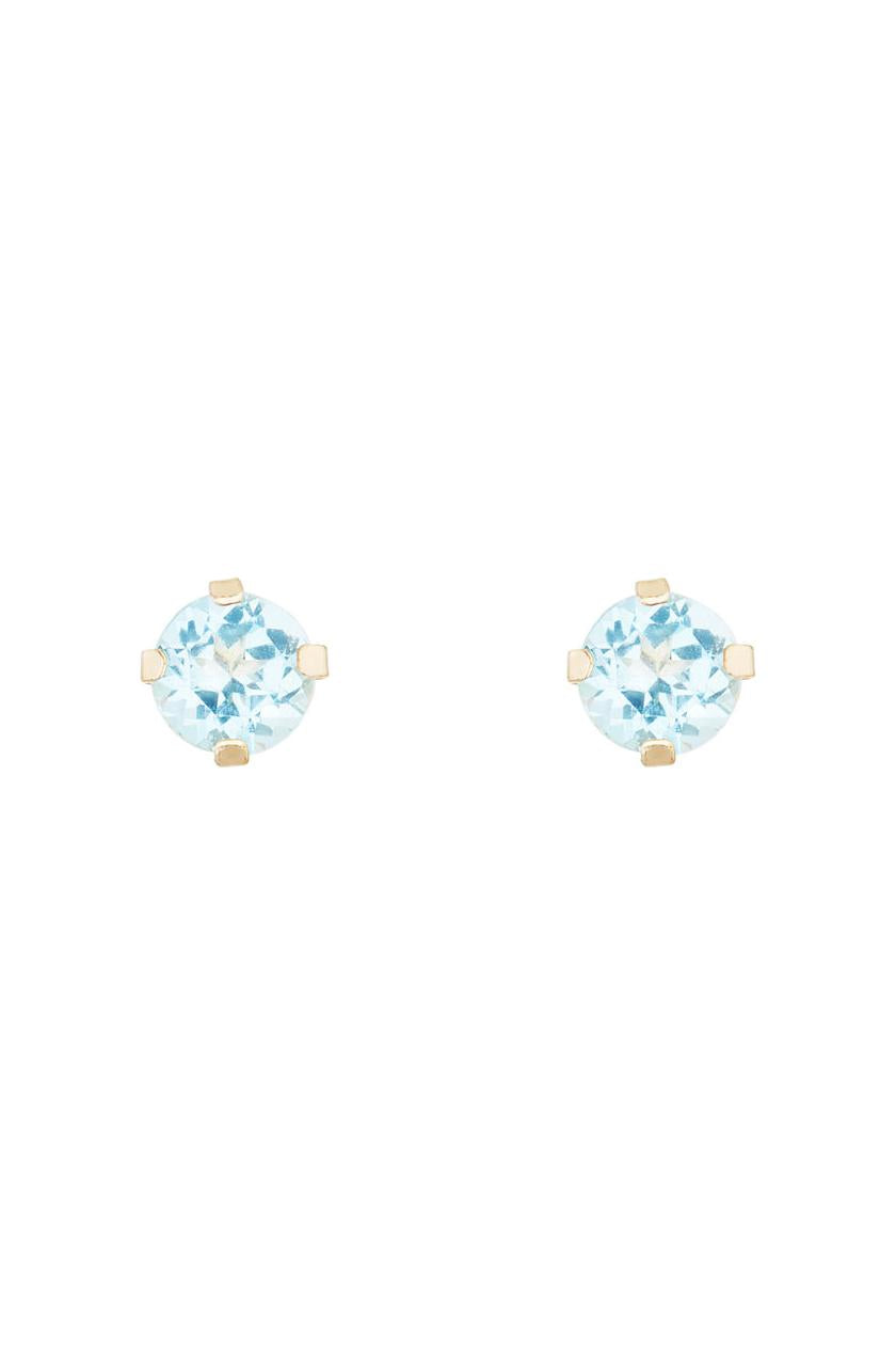 Boucles D'Oreilles "Puces Topaze Bleue 3Mm" : 0,17Ct/2