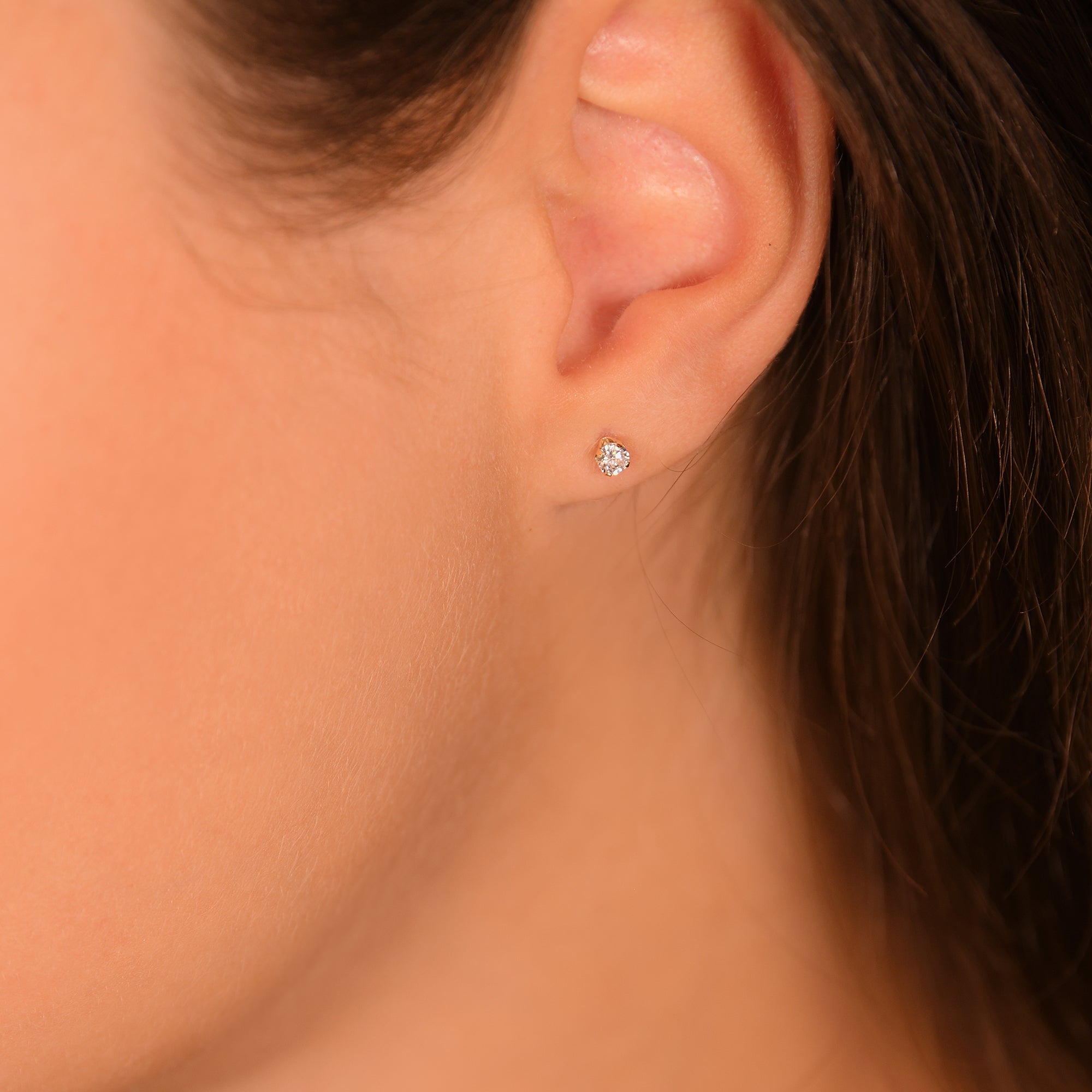 3Mm “Puces” Earrings 375/1000 Yellow Gold And Zirconium