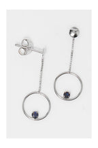 Boucle D'Oreilles "Cerceaux De Saphir 0,05Ct/2" Or Blanc 375/1000