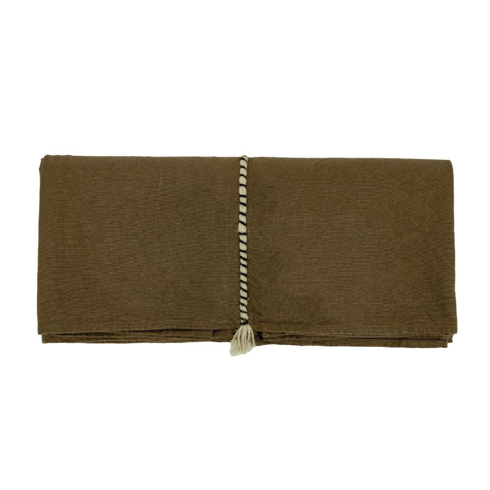 Nappe En Coton Flammé Finition Passe-Poil - Vert