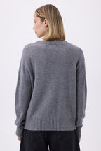 Jersey Oversize Cuello V Canalé Grueso F Everyday - Gris Oscuro - Mujer