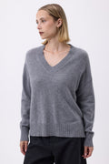 Jersey Oversize Cuello V Canalé Grueso F Everyday - Gris Oscuro - Mujer