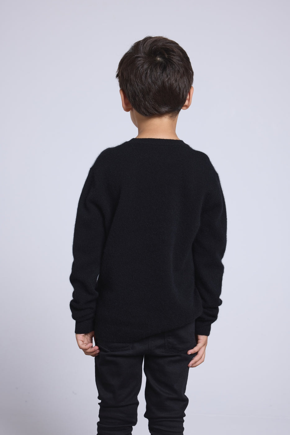 Jersey de cuello redondo con corazón y pompón Evy - Negro Rojo - Infantil
