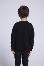 Jersey de cuello redondo con corazón y pompón Evy - Negro Rojo - Infantil