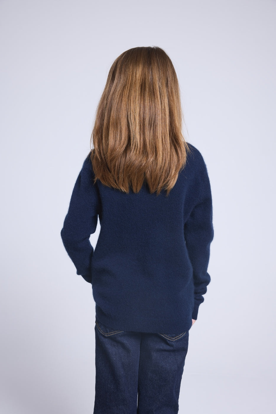 Jersey de cuello redondo con corazón y pompón Evy - Azul marino rojo - Infantil