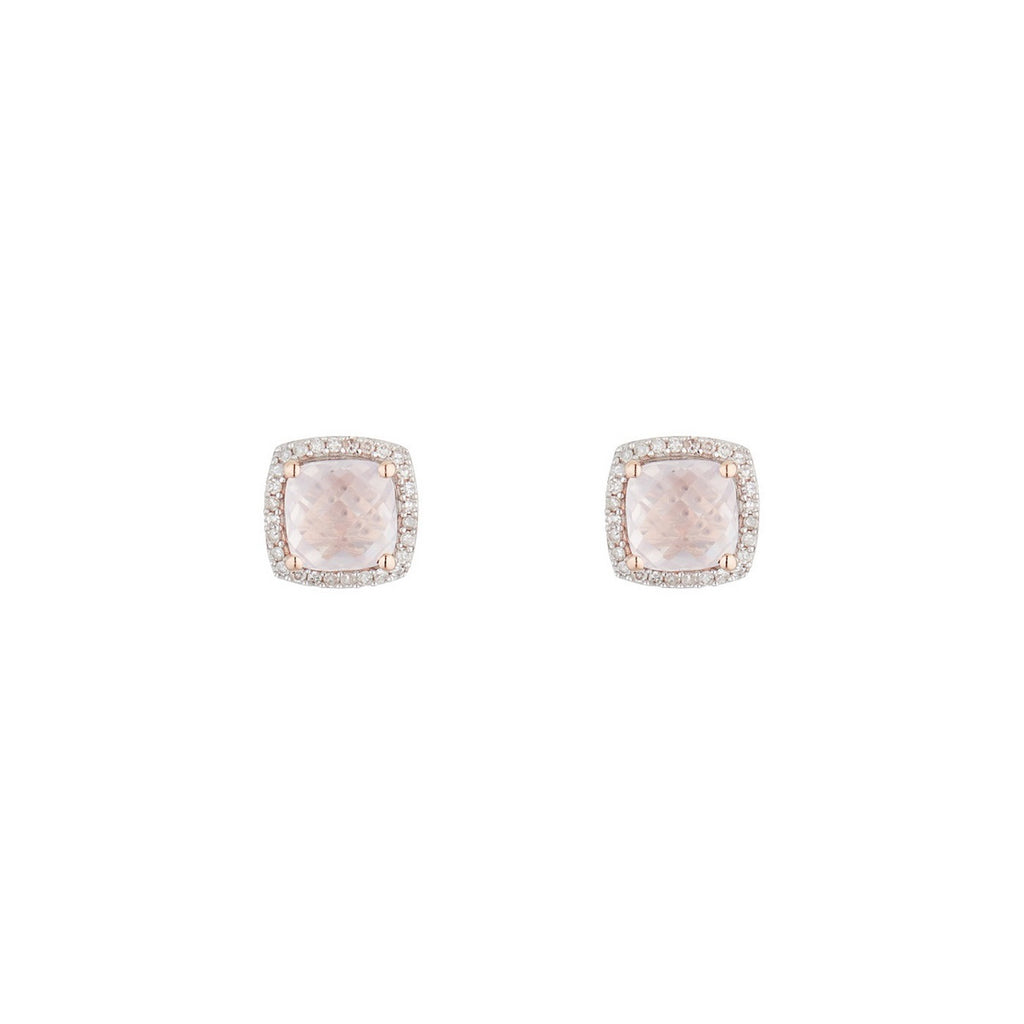 Pendientes "Quartissime" Diamantes 0.18/56 y Cuarzo Rosa 2.4/2 - Oro Rosa 375/1000