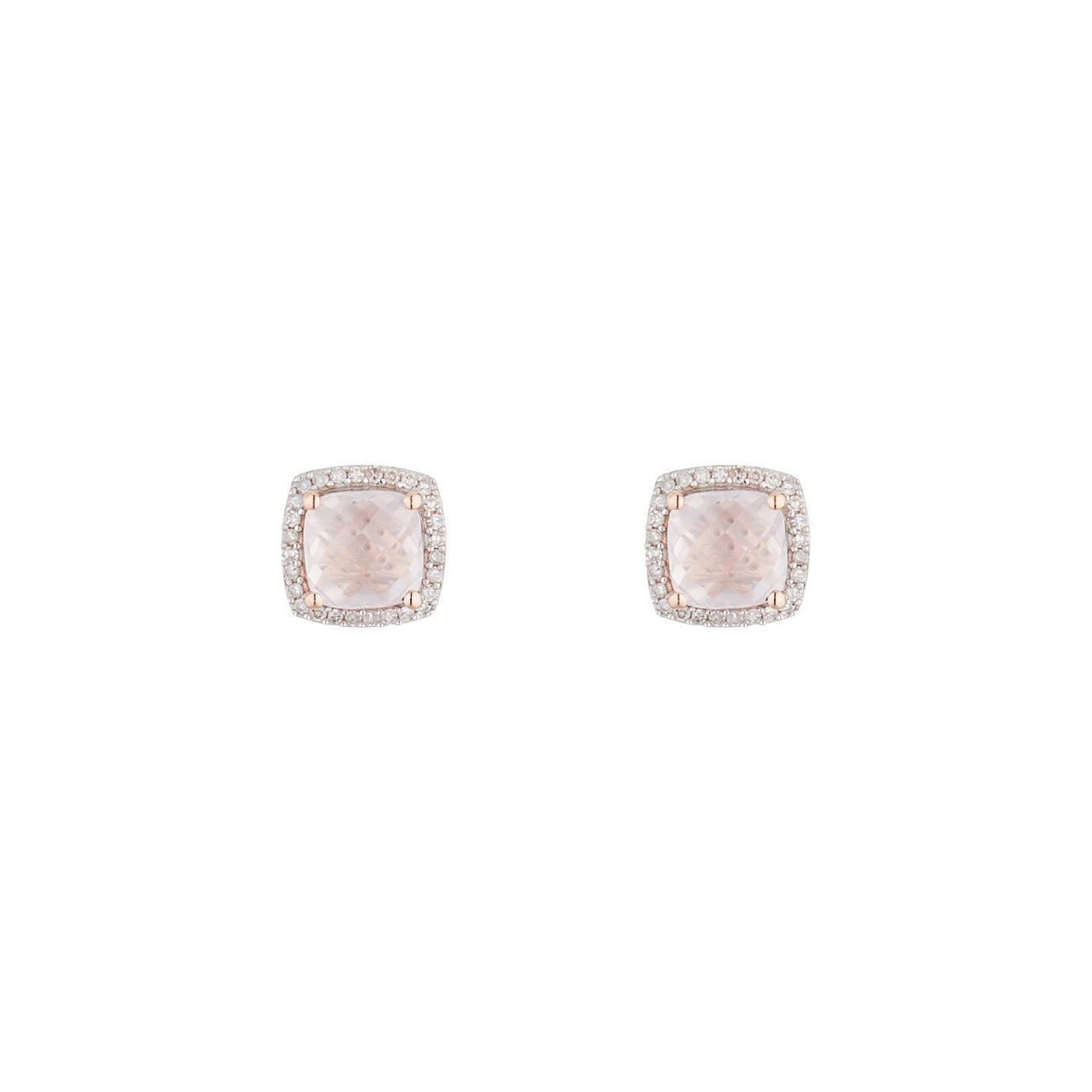Pendientes "Quartissime" Diamantes 0.18/56 y Cuarzo Rosa 2.4/2 - Oro Rosa 375/1000