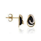 Boucles D'Oreilles "Galapagos" D0,08/24 & Agathe Noire - Or Jaune 375/1000