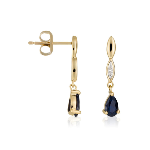 Boucles D'Oreilles "Syr-Daria" D0,01/2 & Saphir 1,20/2 - Or Jaune 375/1000