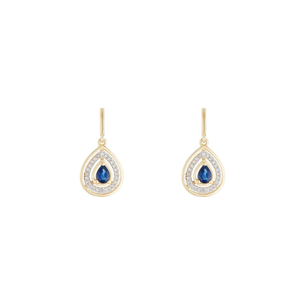 Pendientes "Océane" Diamantes 0.17/48 y Zafiro 0.44/2 - Oro amarillo 375/1000