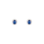 Pendientes "Abra" con Diamantes 0.13/36 y Zafiros 1.1/2 - Oro blanco 375/1000