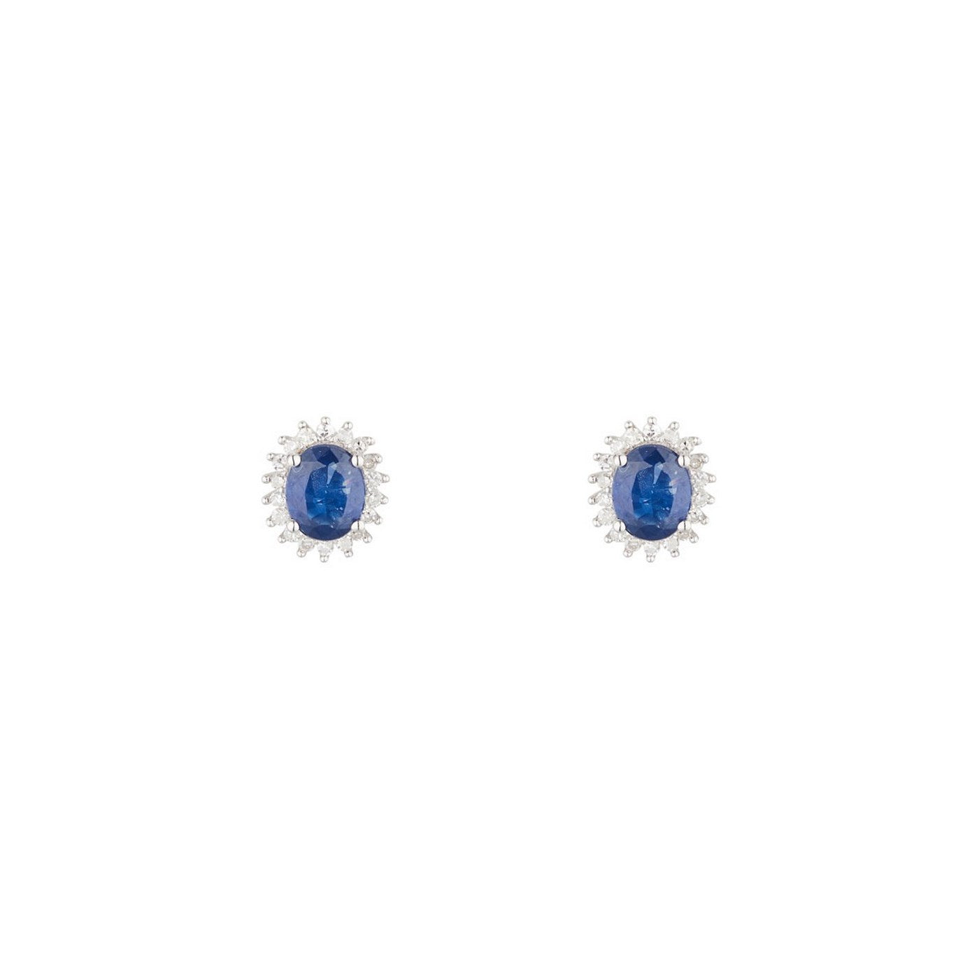 Pendientes "Abra" con Diamantes 0.13/36 y Zafiros 1.1/2 - Oro blanco 375/1000
