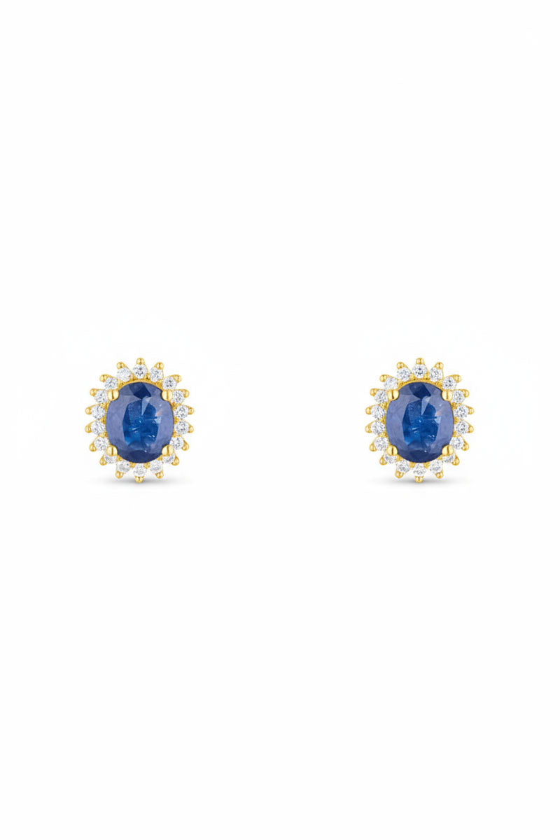 Boucles D'Oreille "Abra" Diamants 0,13/36 Et Saphirs 1,1/2