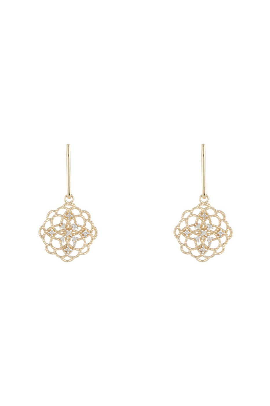 Boucles D'Oreiles "Dentelles" Dia0,10/18 - Or Jaune 375/1000