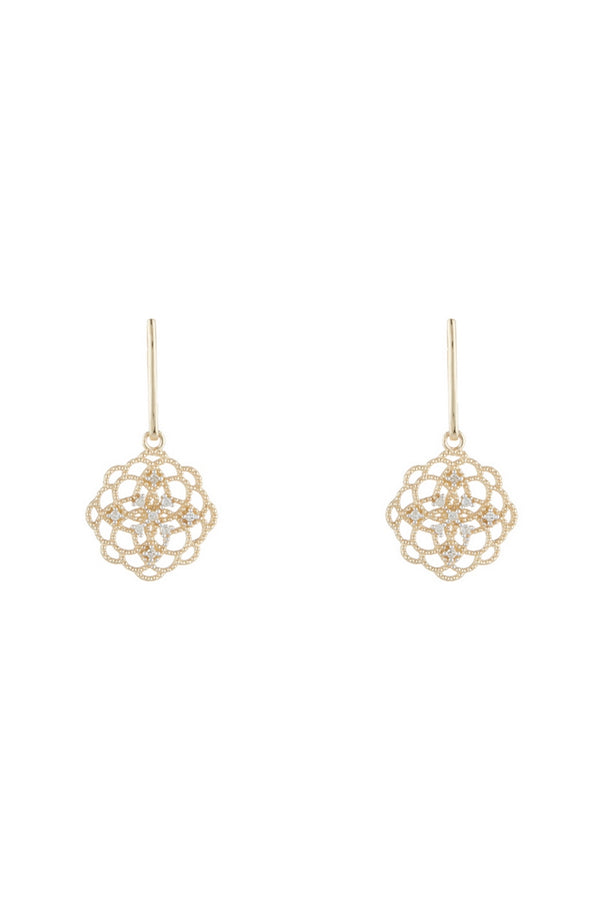 Boucles D'Oreiles "Dentelles" Dia0,10/18 - Or Jaune 375/1000