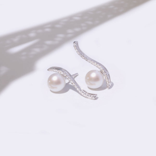 Pendientes "Sublime Wave" P6Mm*2 D 0.17/38 - Oro blanco 375/1000