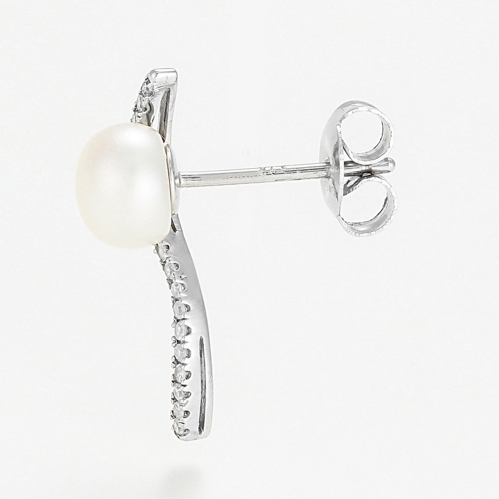 Boucles D'Oreilles "Vague Sublime" P6Mm*2 D 0,17/38 - Or Blanc 375/1000