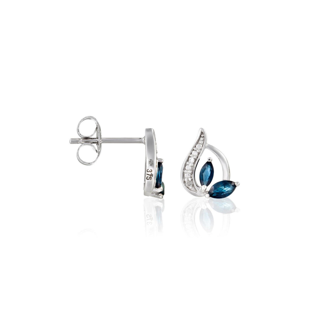 Boucles D'Oreilles "Coban" D 0,045/8 Saphir 0,532/4 - Or Blanc 375/1000