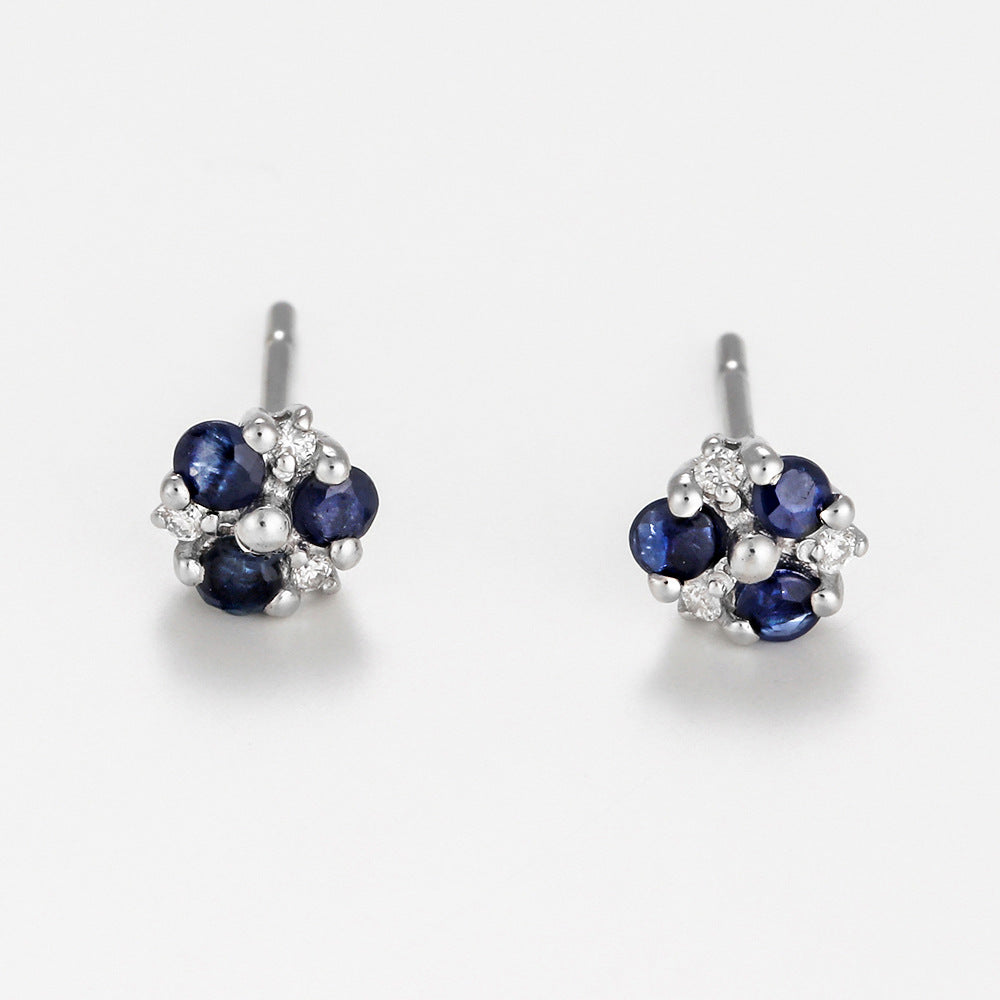 "Three Little Sapphires" Earrings Diamonds 0.03/6 Sapphire 0.33/6 - White Gold