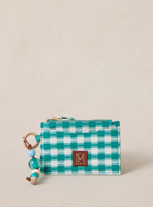Porte Cartes Elmo Textile - Vichy Emeraude