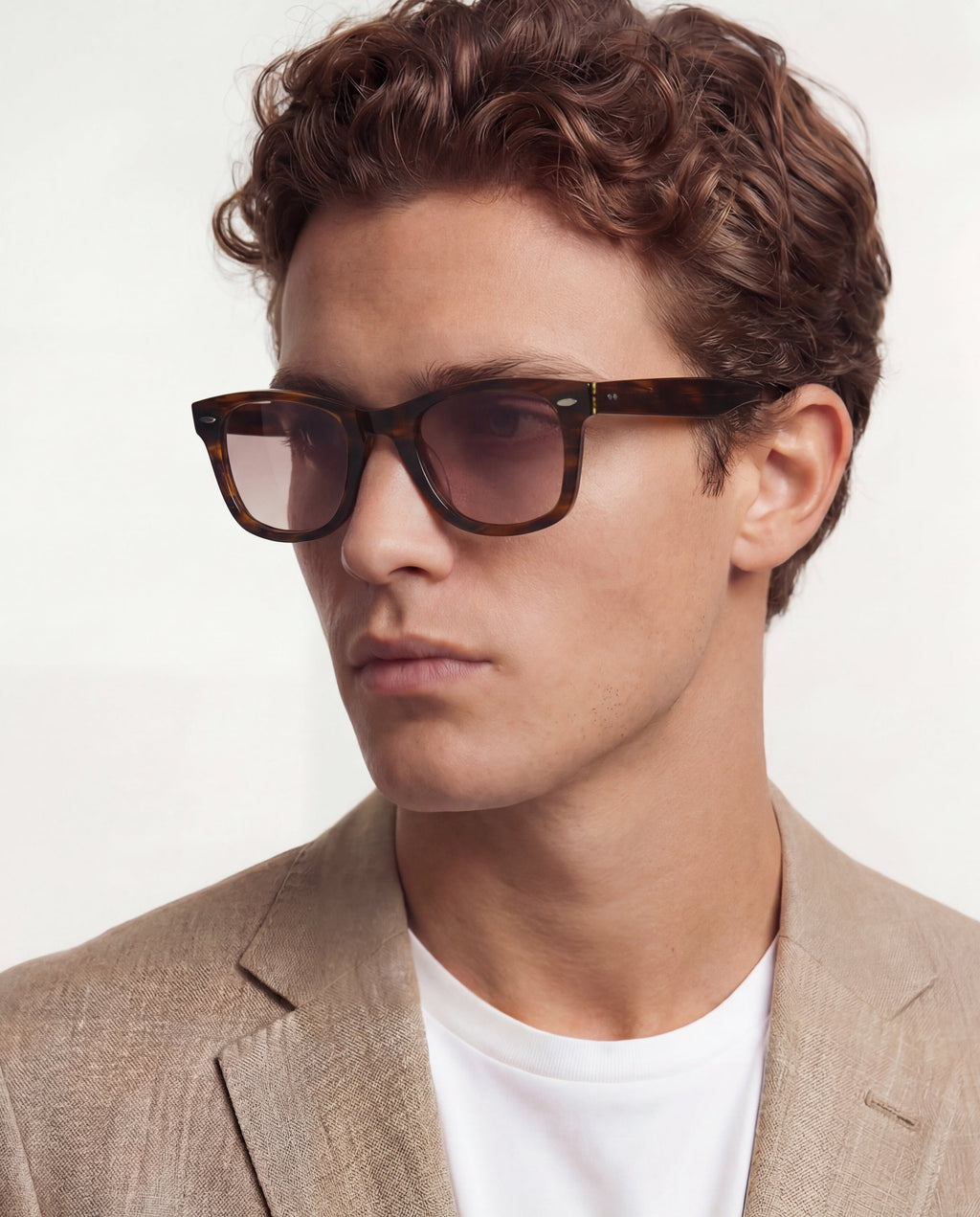 Erin Brown sunglasses — rectangular frame, worn by a man