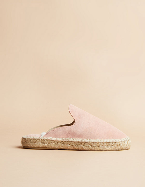 Copenhagen Flat Espadrilles - Pink Suede Leather - Women