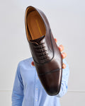Straight-Toe Oxford Shoes - Dark Brown - Women
