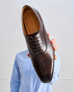 Straight-Toe Oxford Shoes - Dark Brown - Women