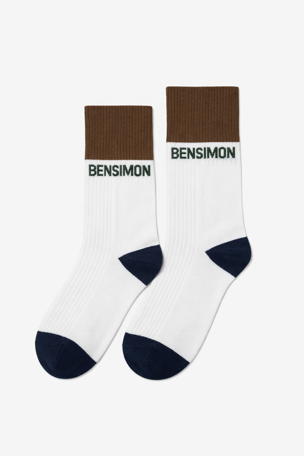 Colorblock Socks - Ivory-Caramel