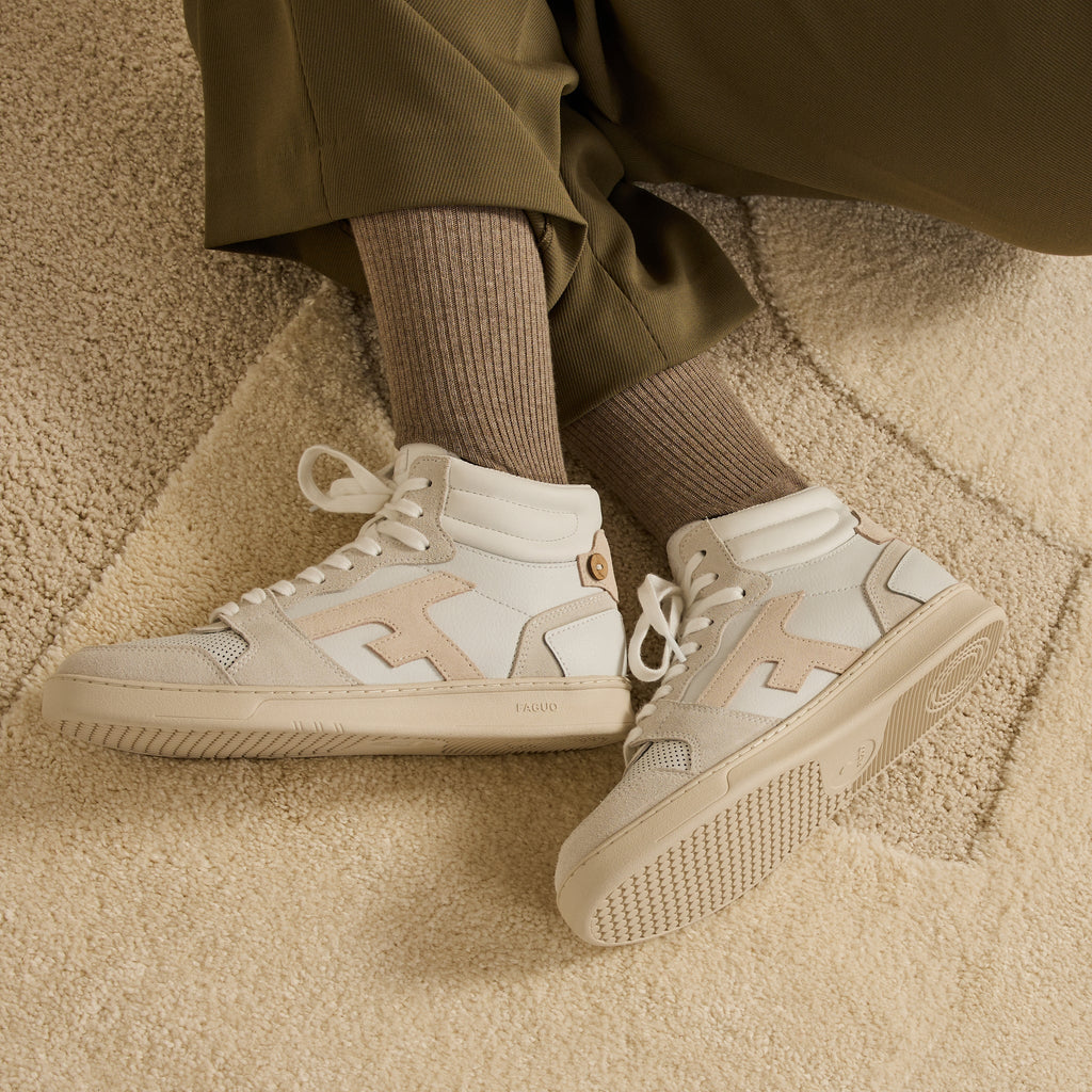 Baskets Blanches & Beiges Hazel Mid - Femme