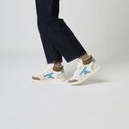 White & Light Brown Hazel Mid Trainers - Women's