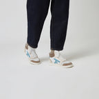 White & Light Brown Hazel Mid Trainers - Women's