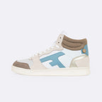 White & Light Brown Hazel Mid Trainers - Women's
