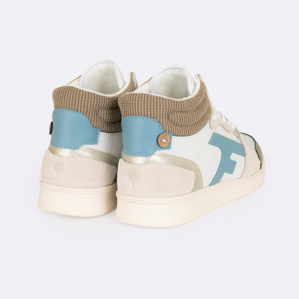 White & Light Brown Hazel Mid Trainers - Women's