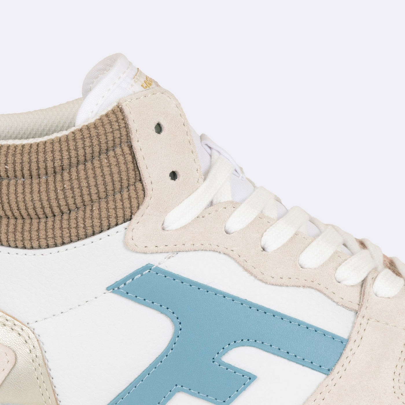 White & Light Brown Hazel Mid Trainers - Women's