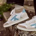 White & Light Brown Hazel Mid Trainers - Women's