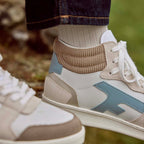White & Light Brown Hazel Mid Trainers - Women's