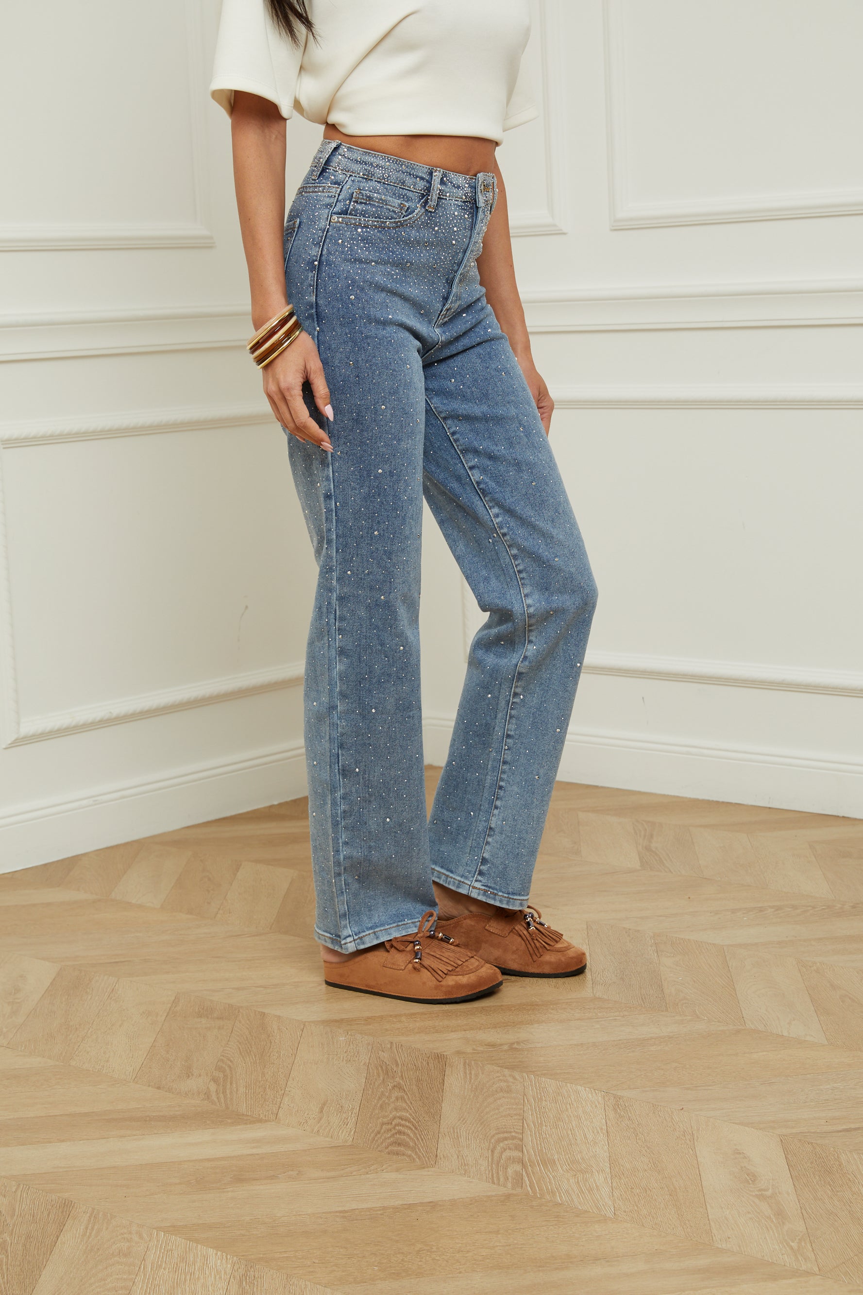 Rhinestone Jeans - Blue