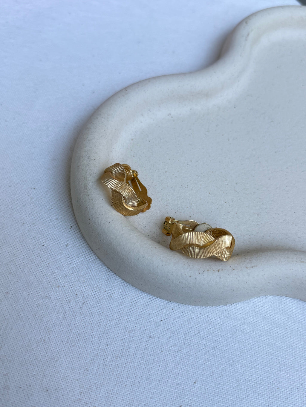 Pendientes Guy Laroche Vintage - Aros Dorados Trenzados