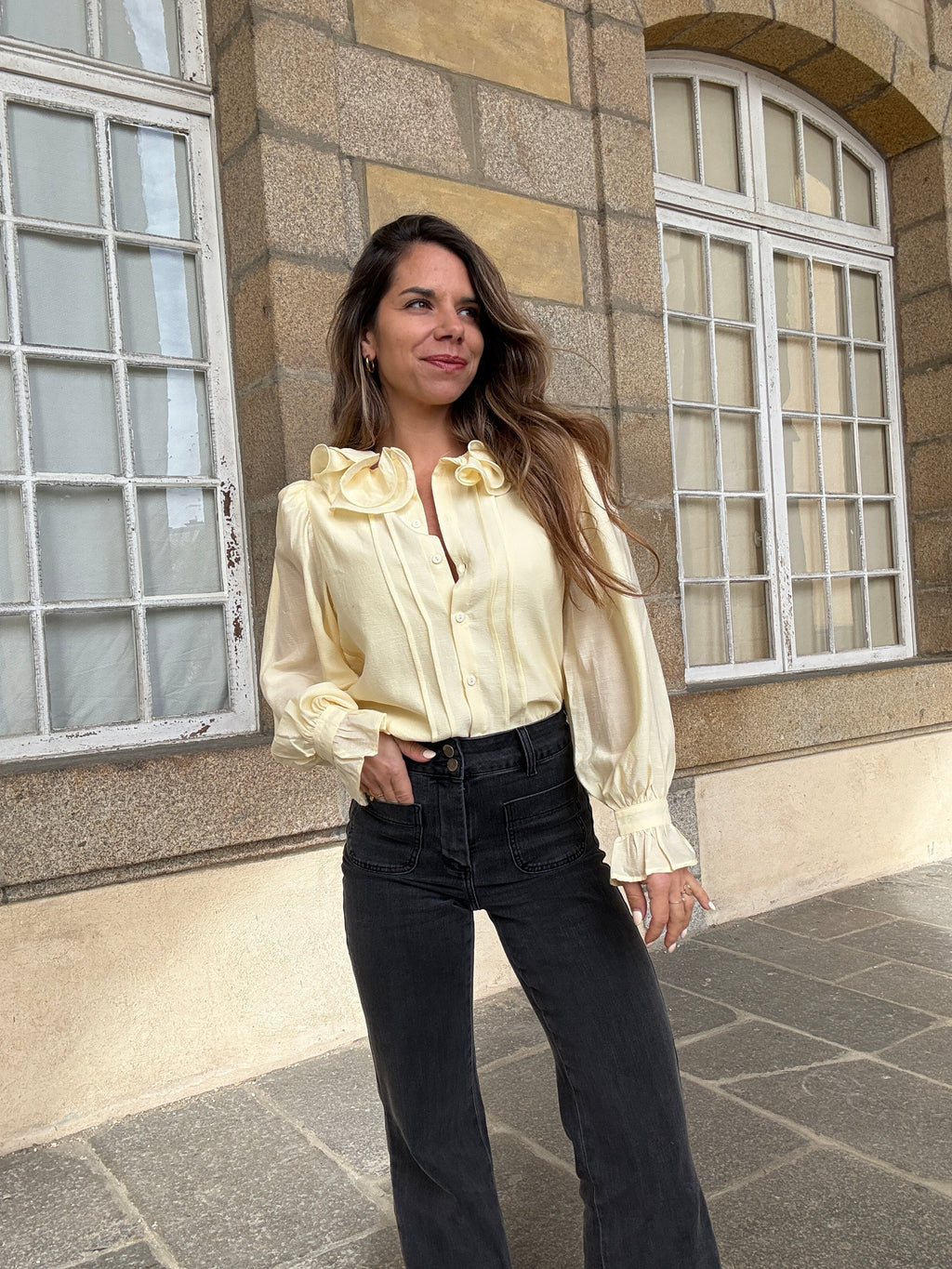 Blouse Brune Jaune Pâle