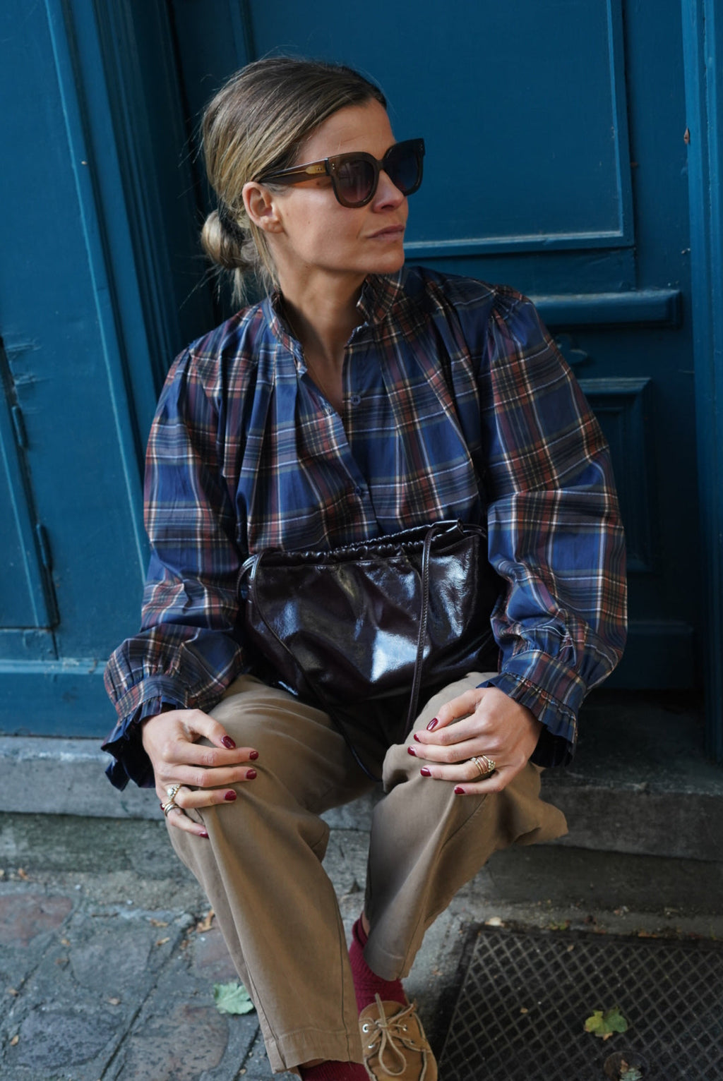 Chemise Elisabeth Carreaux Marine