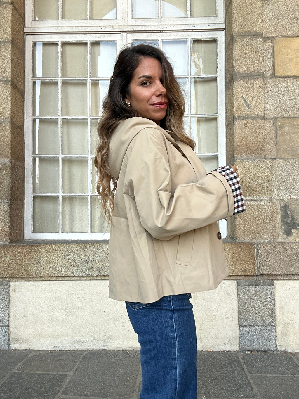 Veste À Capuche Amovible Garance Beige