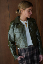 Scarlett Khaki Vinyl Jacket