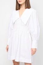 Minivestido Smockeado Con Escote En V En Popelín De Algodón - Bright White