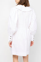 Minivestido Smockeado Con Escote En V En Popelín De Algodón - Bright White