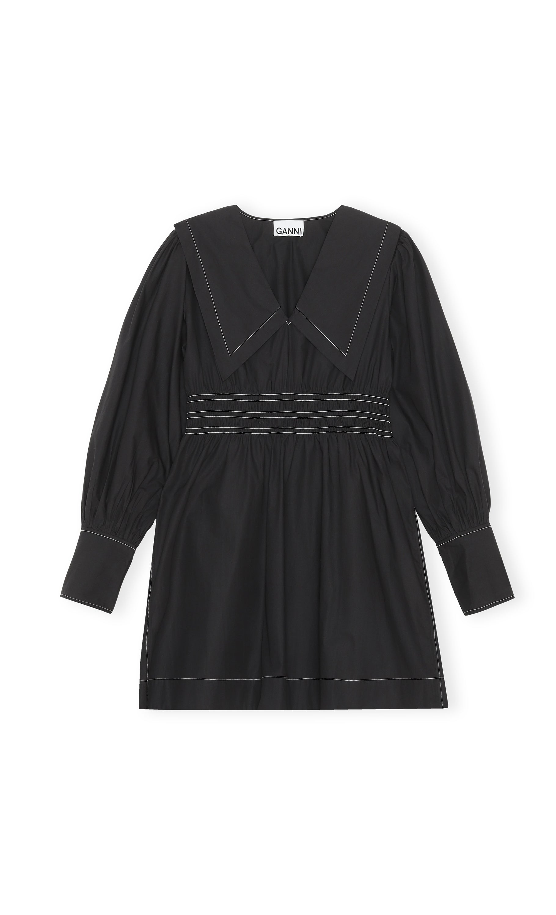 Vestido corto con cuello en V - Negro