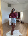 Lou grey wool-effect skirt