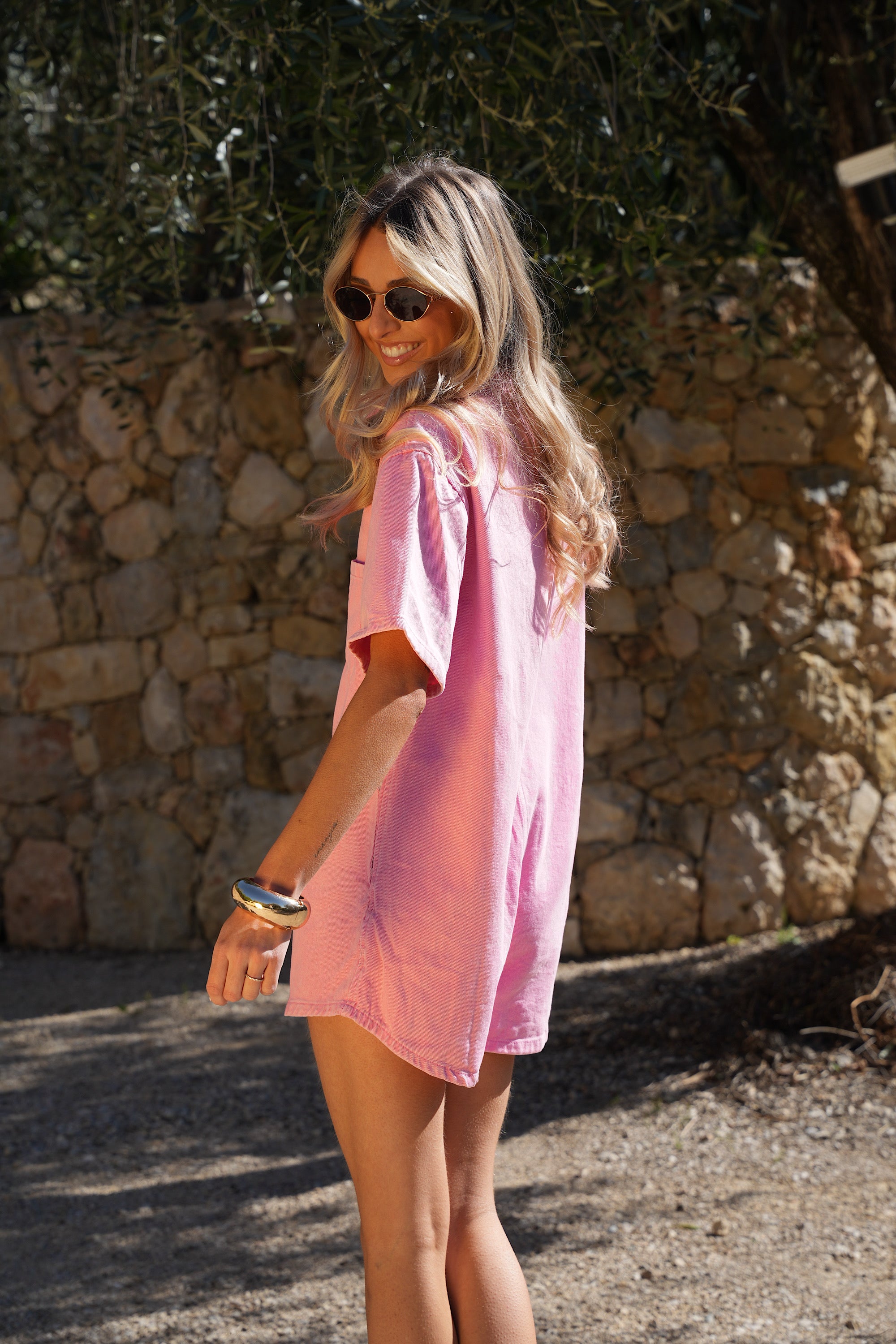Combishort En Jean Justine - Rose