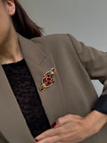 Broche Vintage - Cristales negros y rojos